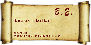 Bacsek Etelka névjegykártya